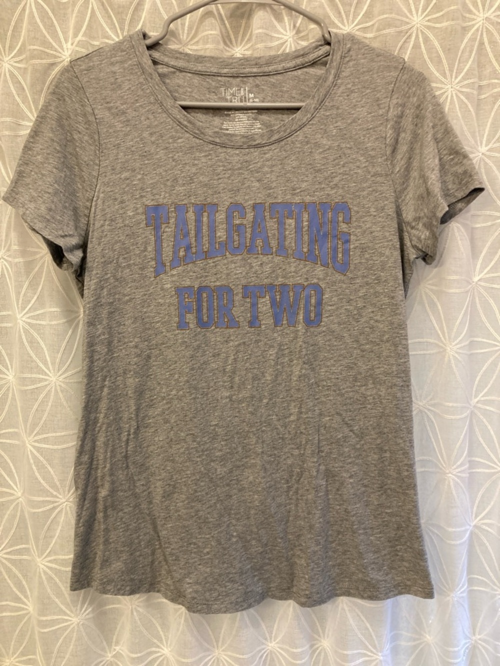 Time and Tru Gray Maternity Tee with White Print